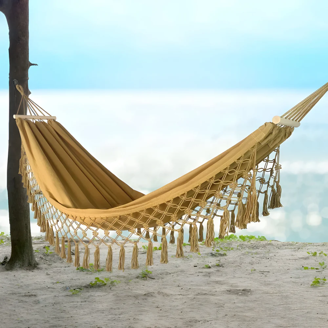 Bawełniany Hamak Boho z Drążkami – widok produktu 5 | Nuvira Home