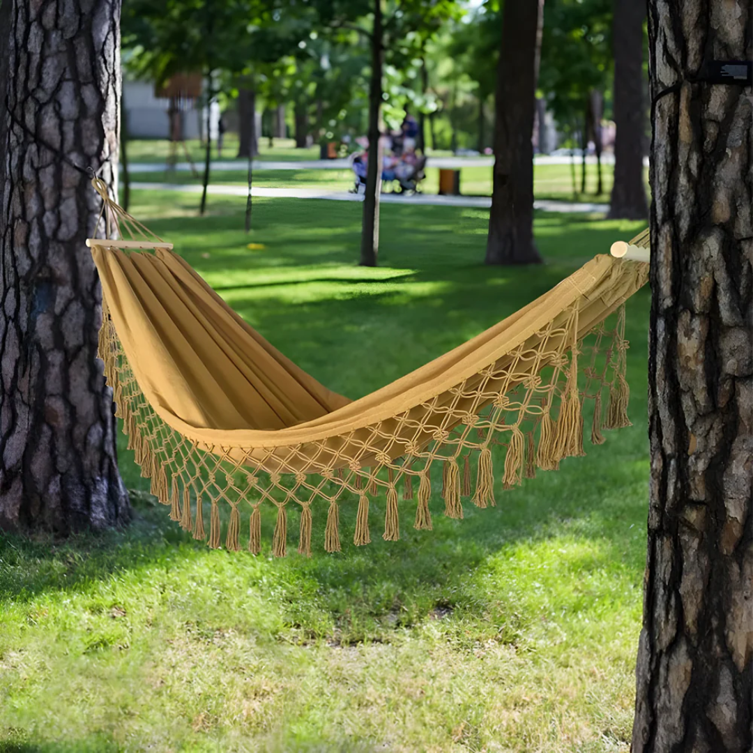 Bawełniany Hamak Boho z Drążkami – widok produktu 6 | Nuvira Home