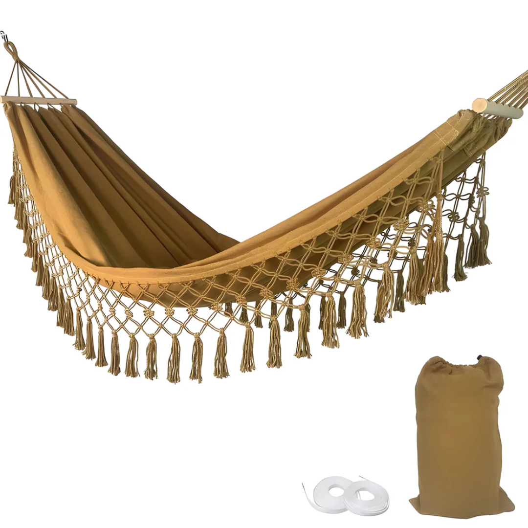Bawełniany Hamak Boho z Drążkami – widok produktu 9 | Nuvira Home