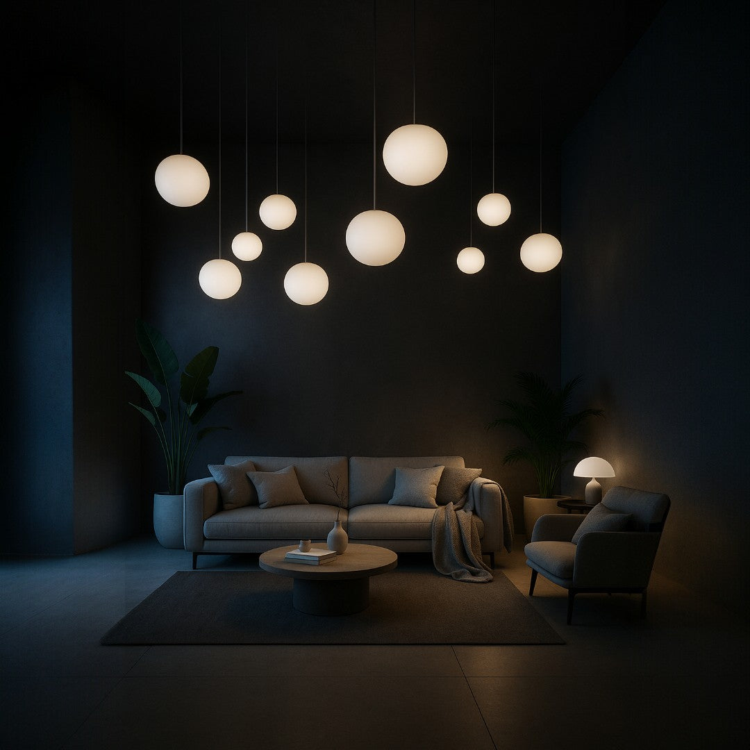 Białe Lampy Wiszące – Mrożona Kopuła – widok produktu 1 | Nuvira Home