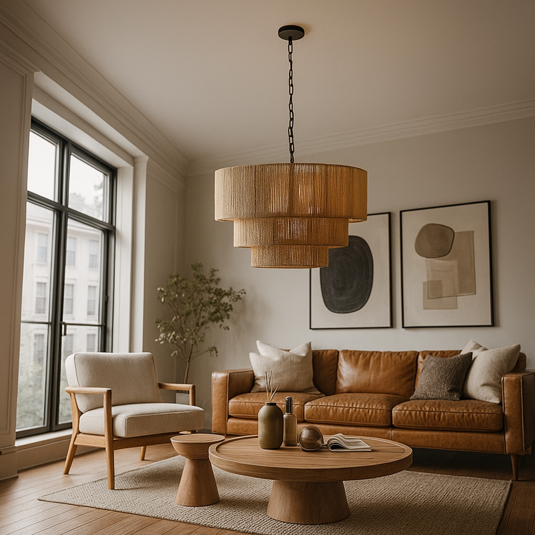 Boho-Inspirowana Pleciona Lampa Wisząca – Rattan – widok produktu 4 | Nuvira Home