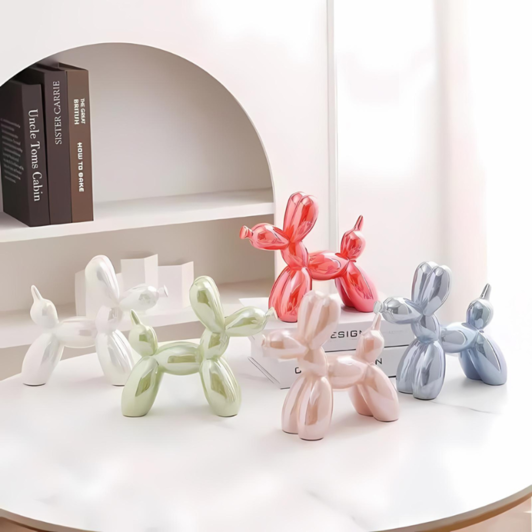 Ceramiczna Figurka Dekoracyjna Piesek z Balonów – widok produktu 1 | Nuvira Home