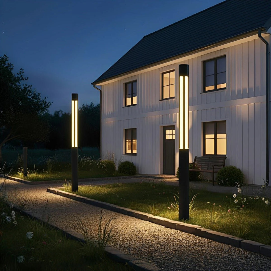 Cylindryczna ogrodowa lampa słupkowa LED – widok produktu 3 | Nuvira Home