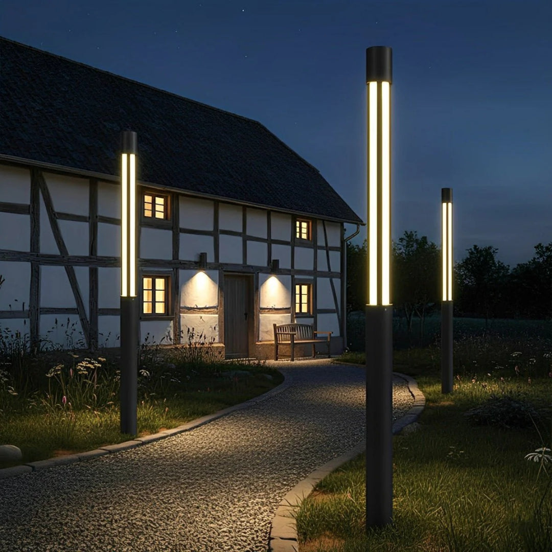 Cylindryczna ogrodowa lampa słupkowa LED – widok produktu 5 | Nuvira Home