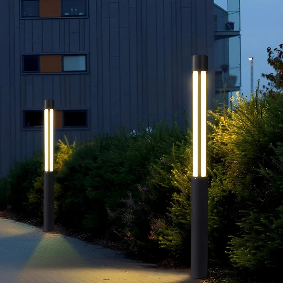 Cylindryczna ogrodowa lampa słupkowa LED – widok produktu 10 | Nuvira Home