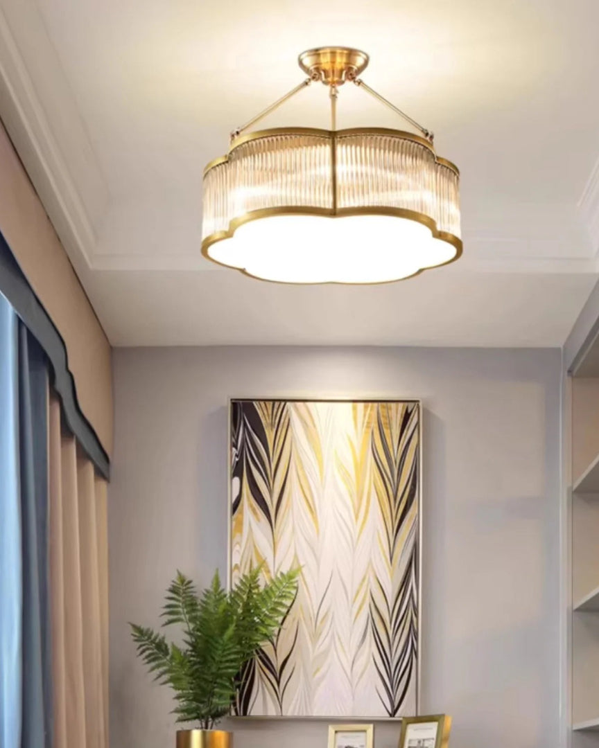 Dekoracyjna sufitowa lampa ze żłobionego szkła – widok produktu 1 | Nuvira Home