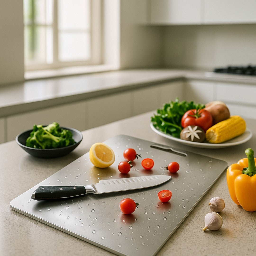Deska Do Krojenia Ze Stali Nierdzewnej – Codziennego Użytku – widok produktu 2 | Nuvira Home