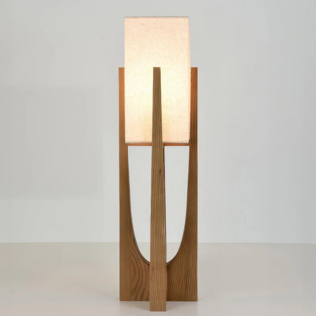 Drewniana Lampa Podłogowa – Japoński Minimalistyczny Styl – widok produktu 3 | Nuvira Home