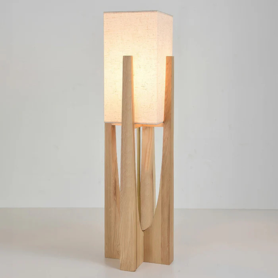 Drewniana Lampa Podłogowa – Japoński Minimalistyczny Styl – widok produktu 5 | Nuvira Home