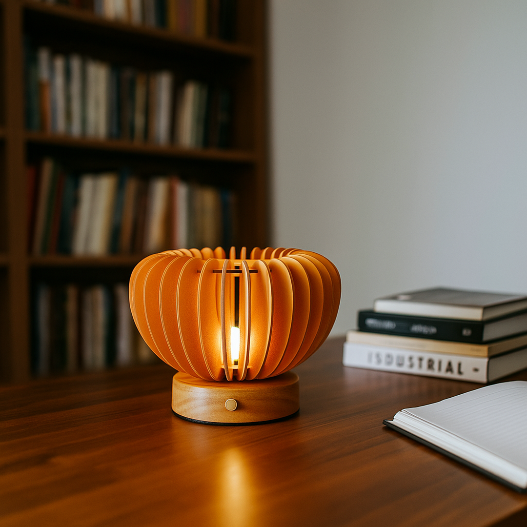 Drewniana Lampa Stołowa – Ładowalna – widok produktu 4 | Nuvira Home