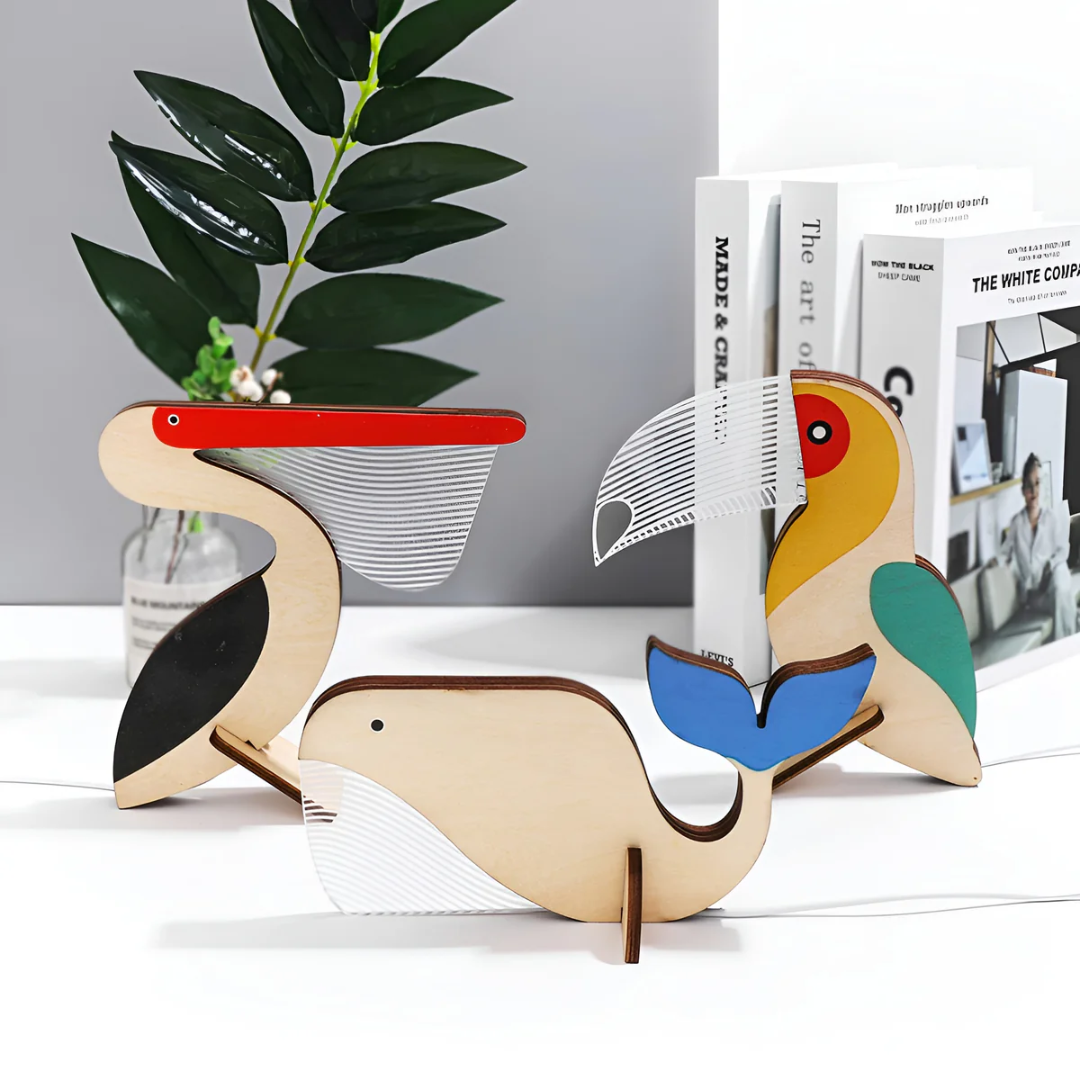 Drewniana Lampka Nocna LED w Kształcie Zwierząt – widok produktu 1 | Nuvira Home