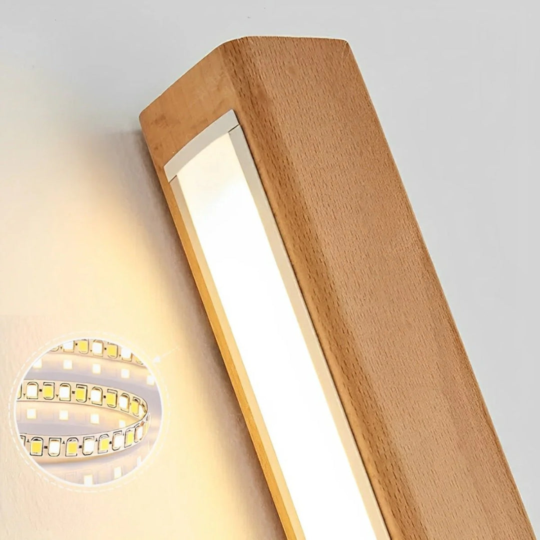 Drewniana liniowa lampa ścienna LED – widok produktu 6 | Nuvira Home