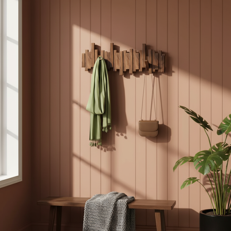 Drewniany Wieszak Ścienny na Ubrania – widok produktu 4 | Nuvira Home