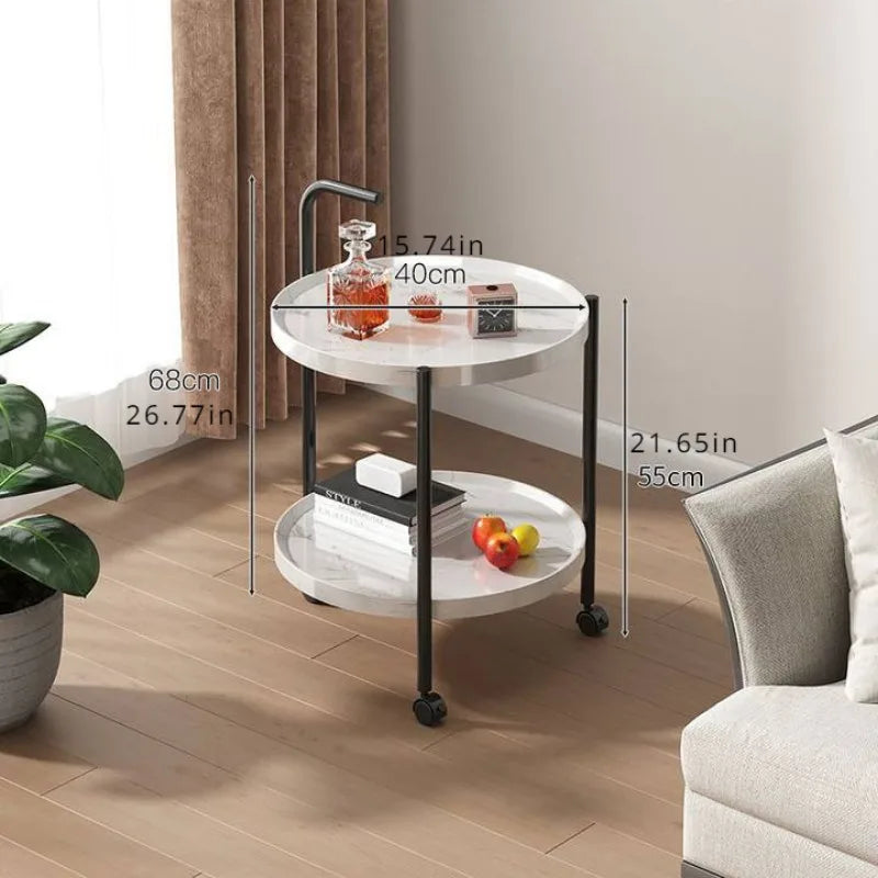 Dwupoziomowy Drewniany Stolik Pomocniczy na Kółkach – widok produktu 6 | Nuvira Home