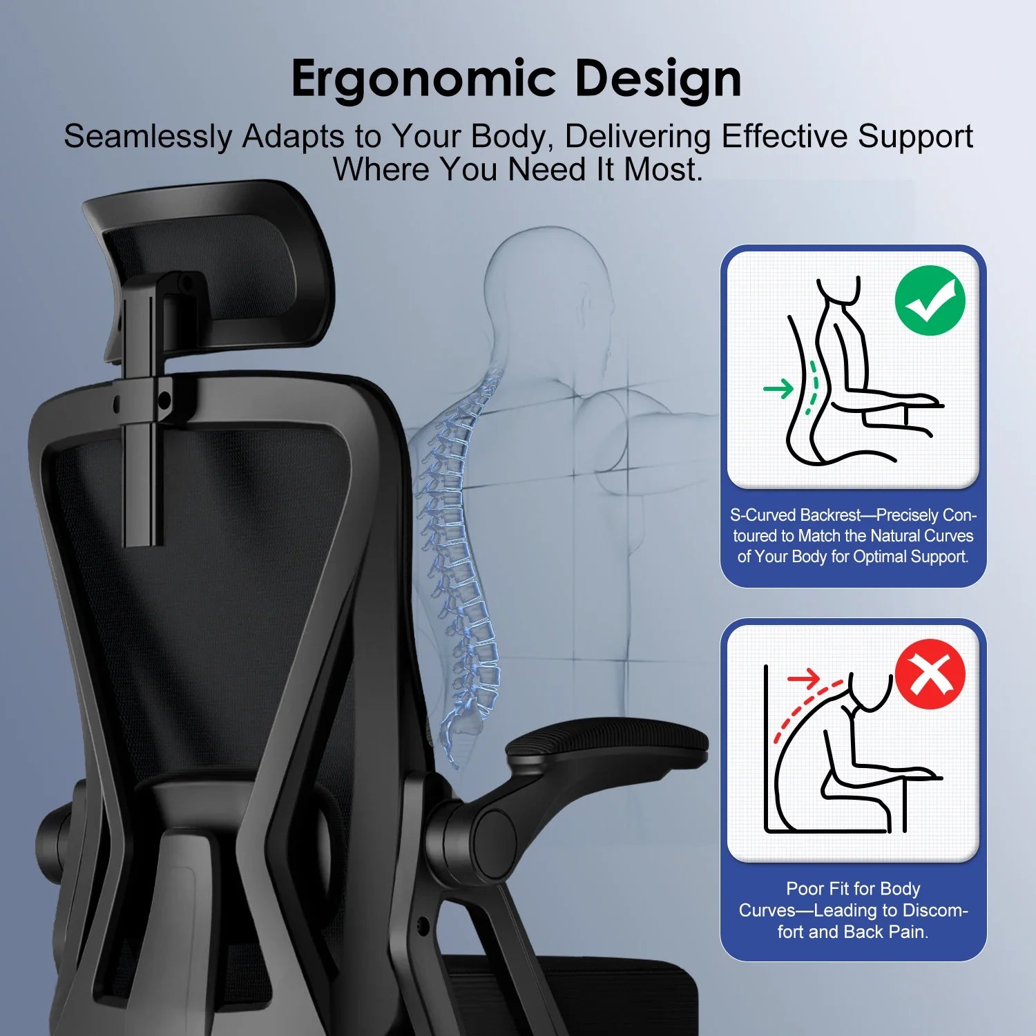 Ergonomiczny Fotel Biurowy z Zagłówkiem – widok produktu 3 | Nuvira Home