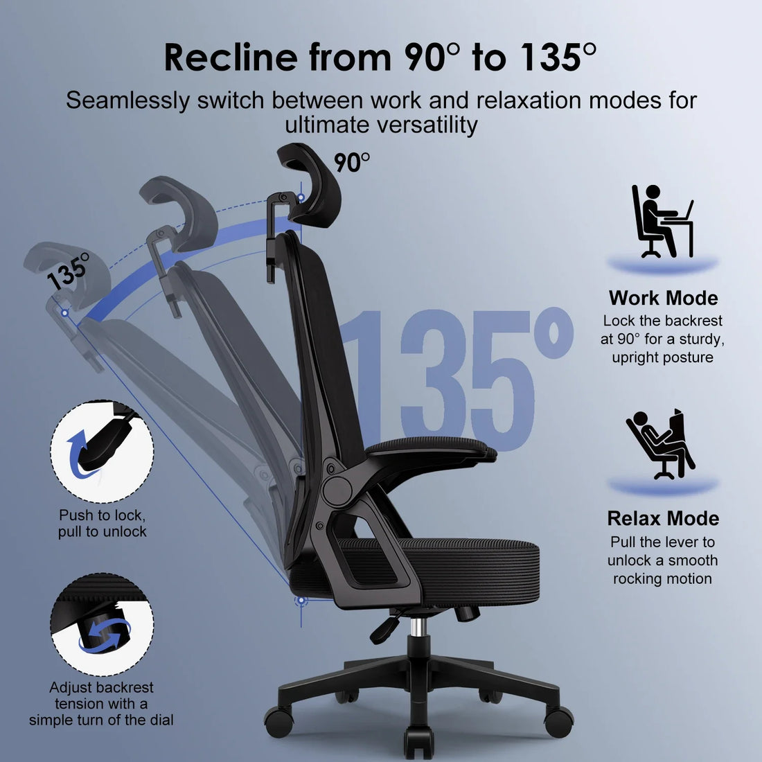 Ergonomiczny Fotel Biurowy z Zagłówkiem – widok produktu 4 | Nuvira Home