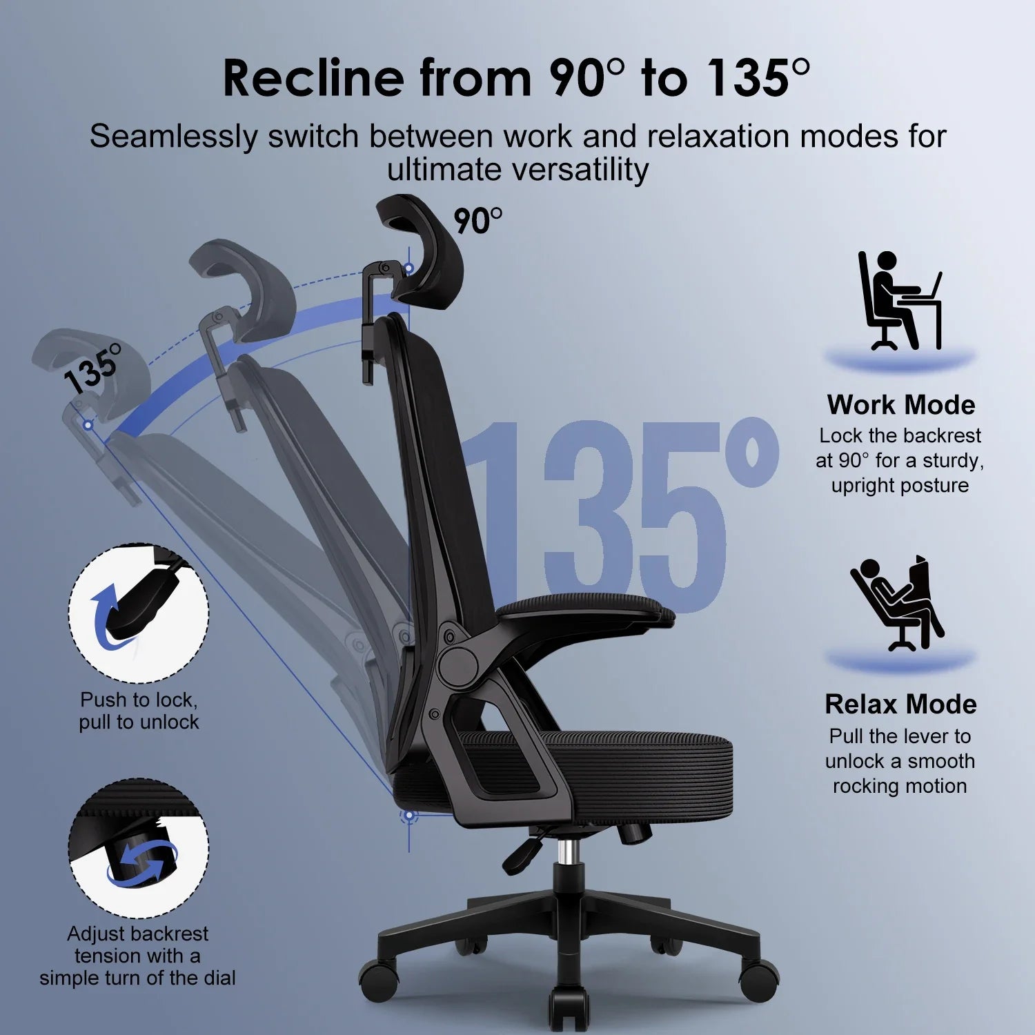 Ergonomiczny Fotel Biurowy z Zagłówkiem – widok produktu 4 | Nuvira Home