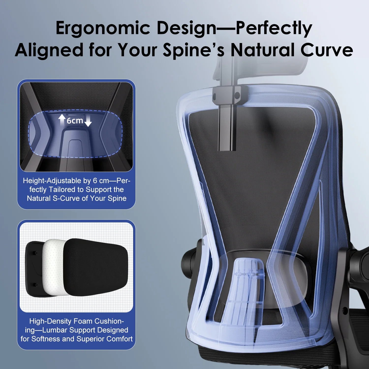 Ergonomiczny Fotel Biurowy z Zagłówkiem – widok produktu 5 | Nuvira Home