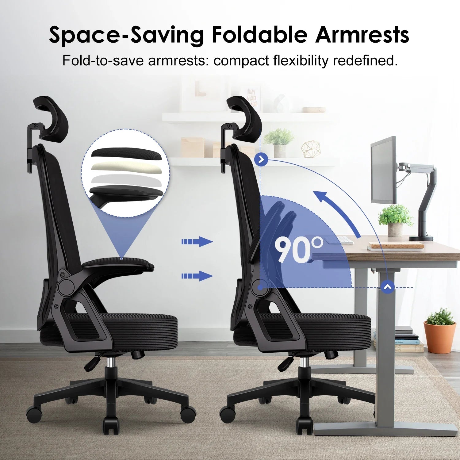 Ergonomiczny Fotel Biurowy z Zagłówkiem – widok produktu 6 | Nuvira Home