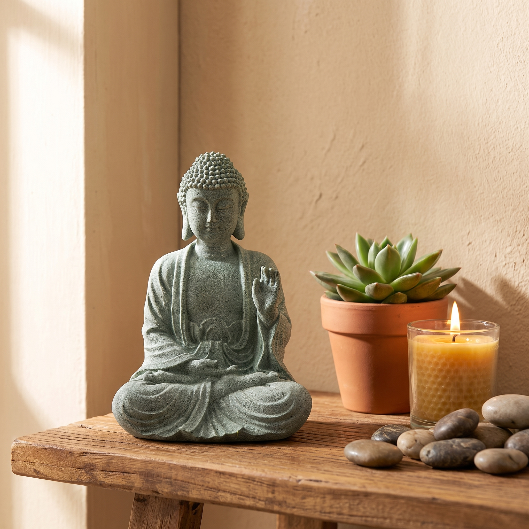 Figurka Zen Budda z Piaskowca – widok produktu 4 | Nuvira Home