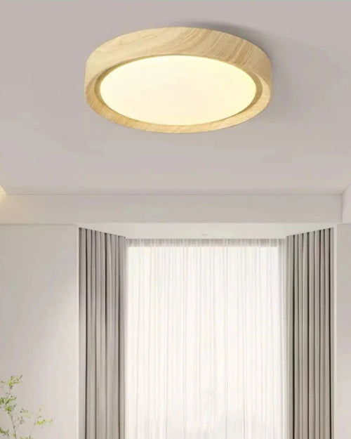 Japandi okrągła drewniana lampa sufitowa – widok produktu 5 | Nuvira Home