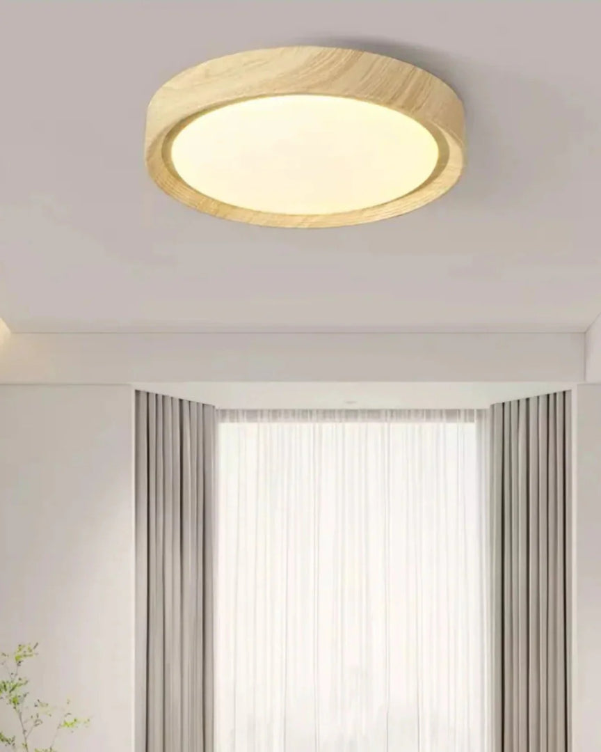 Japandi okrągła drewniana lampa sufitowa – widok produktu 5 | Nuvira Home