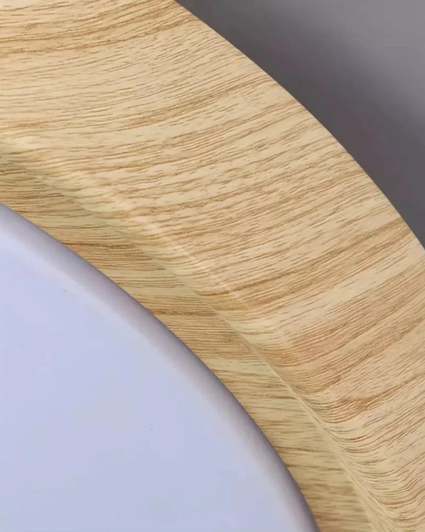Japandi okrągła drewniana lampa sufitowa – widok produktu 10 | Nuvira Home