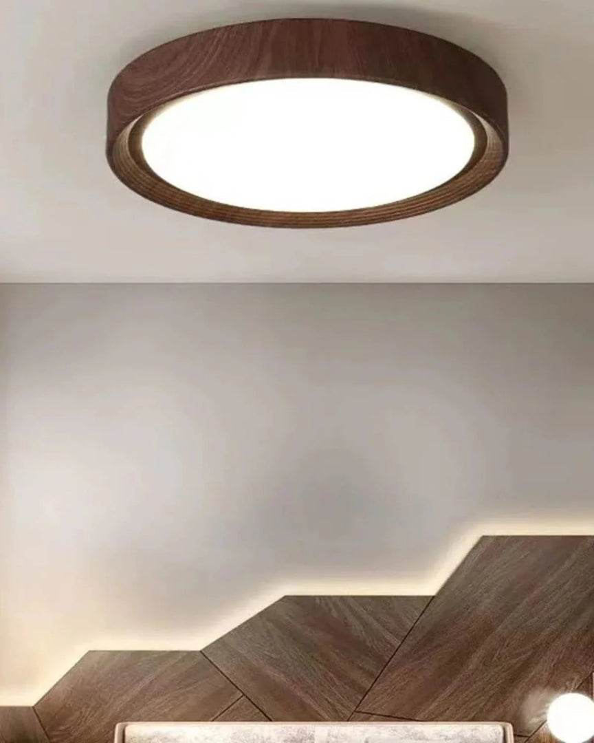 Japandi okrągła drewniana lampa sufitowa – widok produktu 13 | Nuvira Home