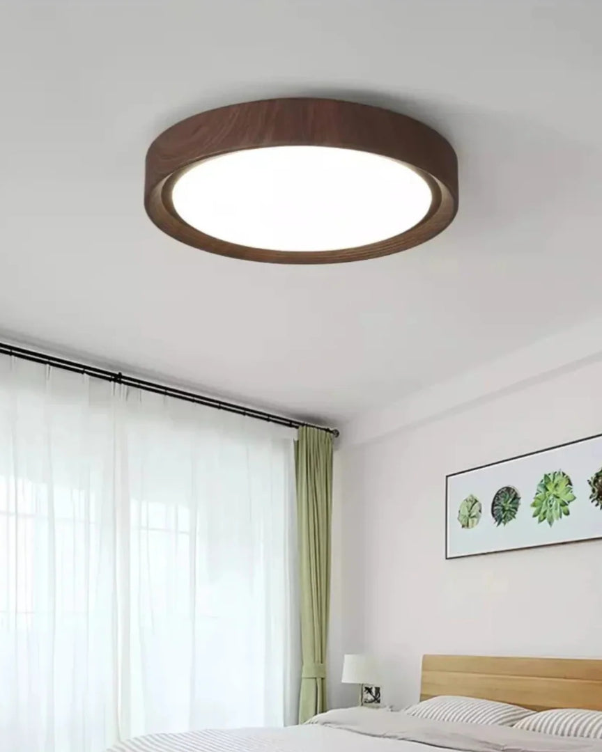 Japandi okrągła drewniana lampa sufitowa – widok produktu 15 | Nuvira Home