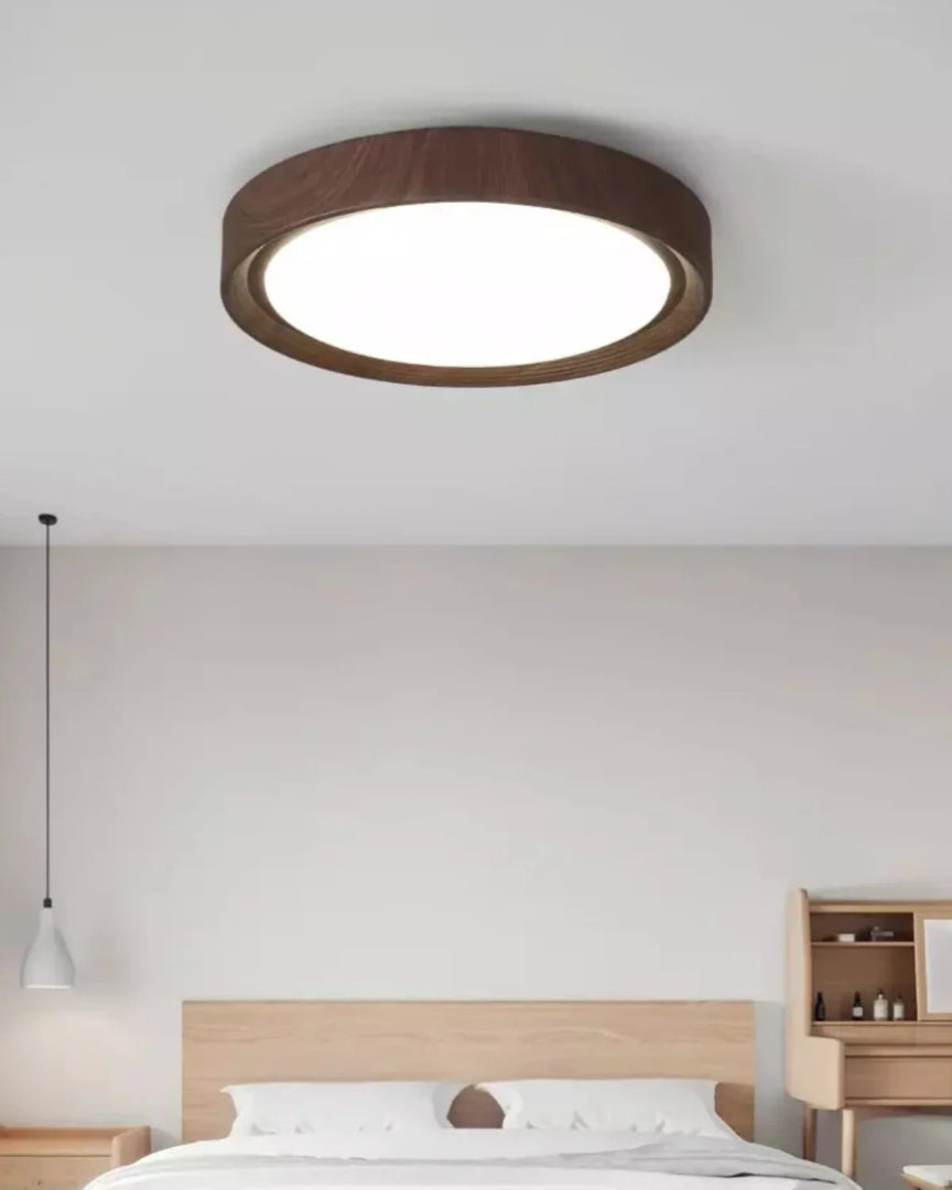 Japandi okrągła drewniana lampa sufitowa – widok produktu 16 | Nuvira Home