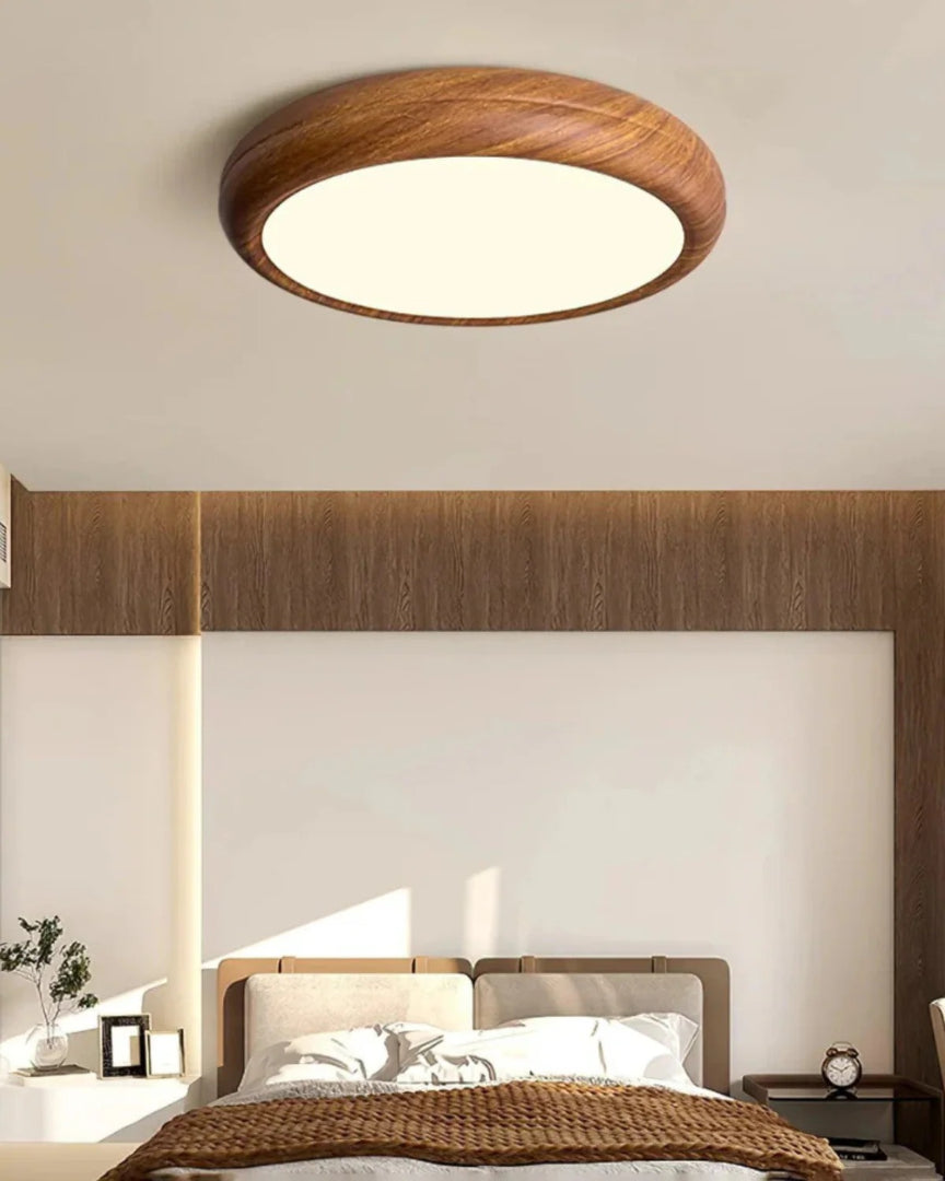 Japandi okrągła drewniana lampa sufitowa – widok produktu 19 | Nuvira Home