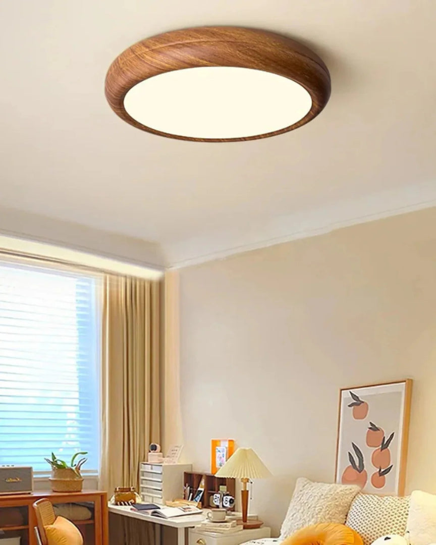 Japandi okrągła drewniana lampa sufitowa – widok produktu 20 | Nuvira Home