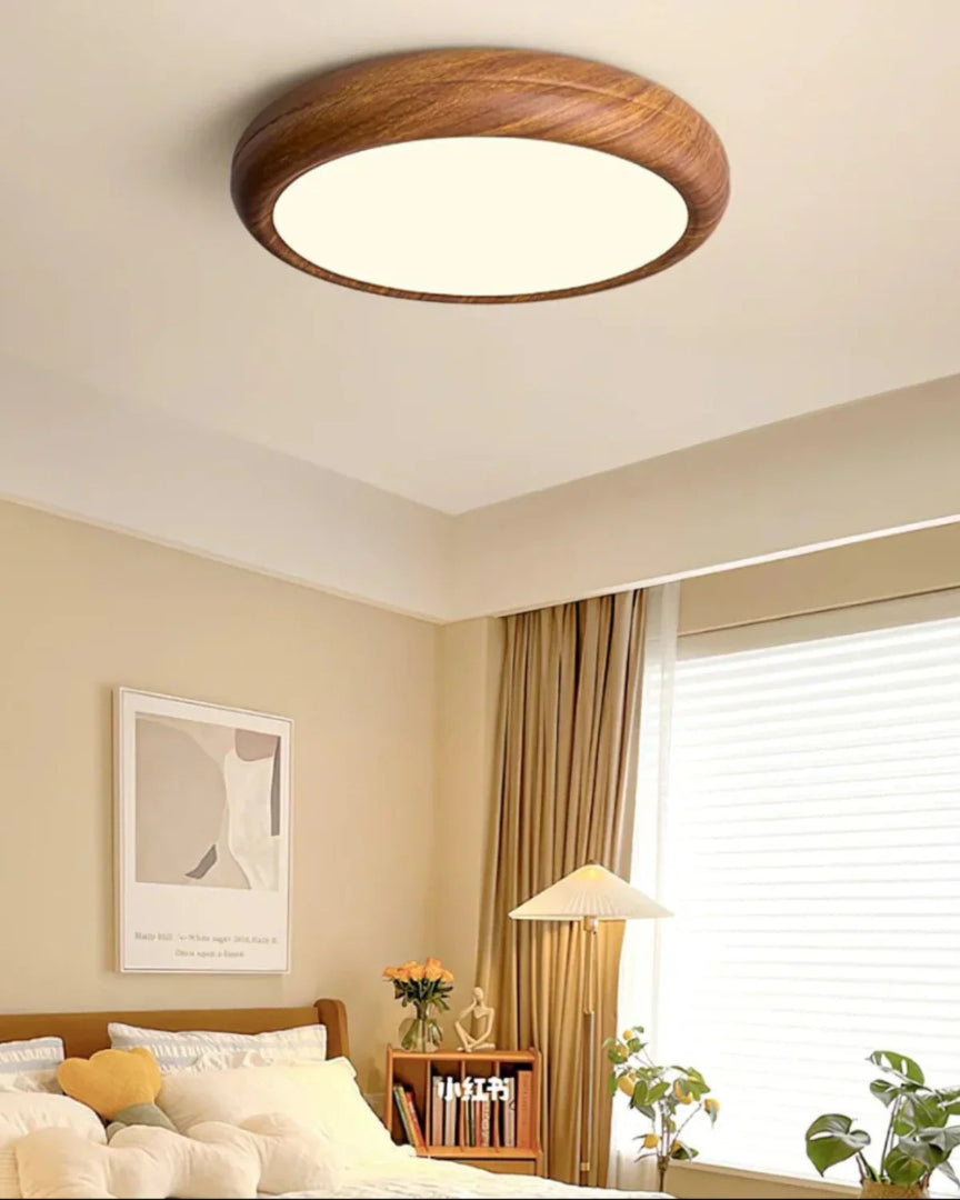 Japandi okrągła drewniana lampa sufitowa – widok produktu 21 | Nuvira Home
