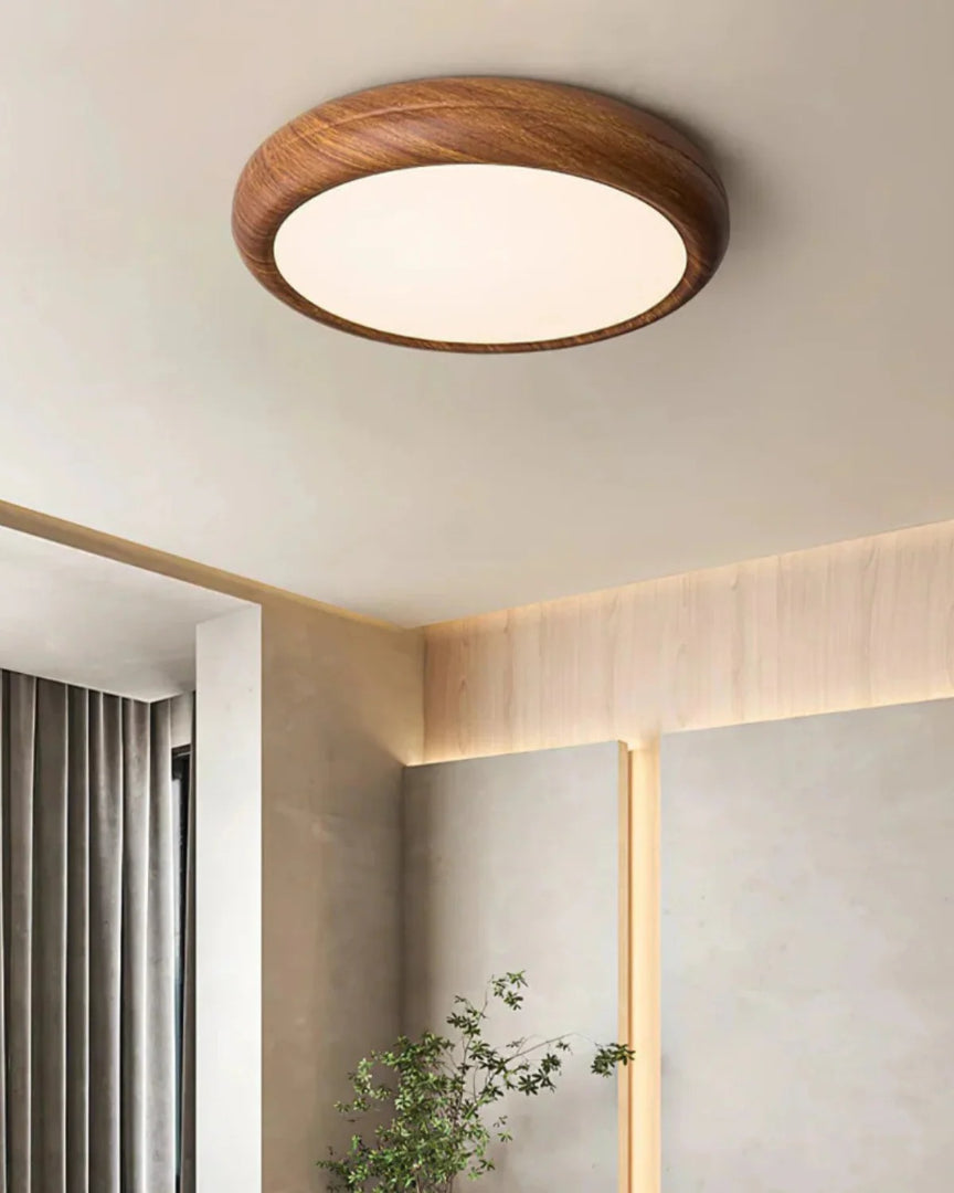 Japandi okrągła drewniana lampa sufitowa – widok produktu 22 | Nuvira Home