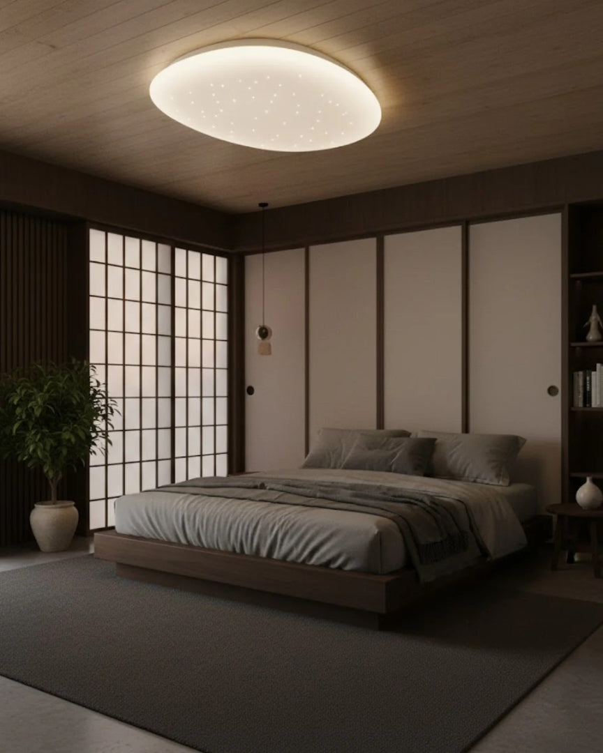 Japandi okrągła lampa sufitowa LED – widok produktu 4 | Nuvira Home