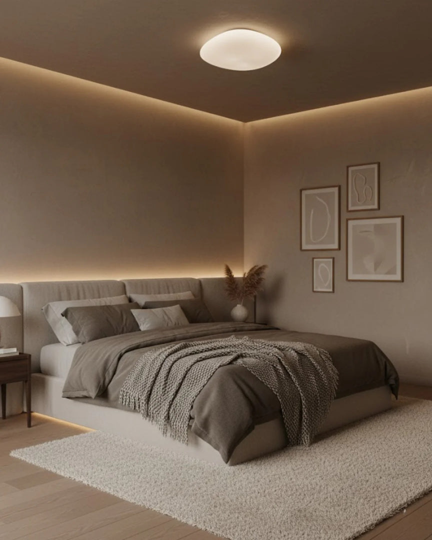 Japandi okrągła lampa sufitowa LED – widok produktu 5 | Nuvira Home