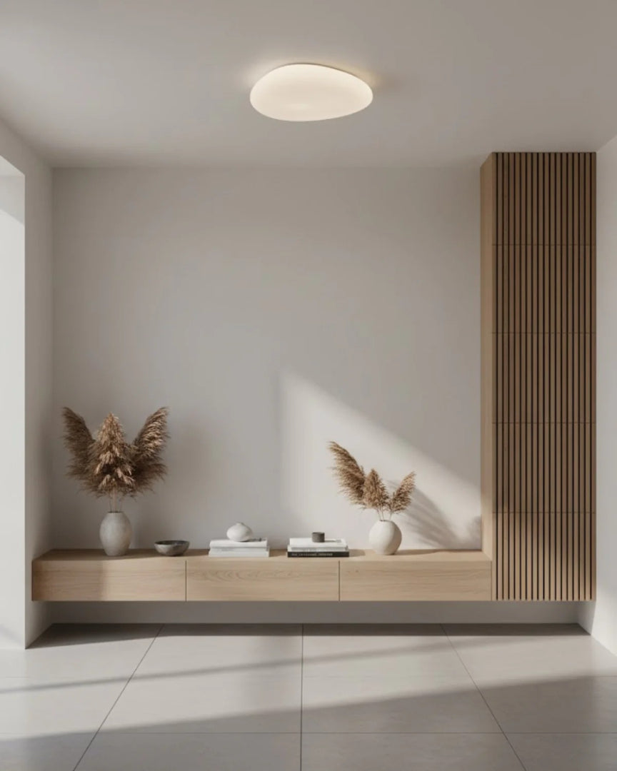 Japandi okrągła lampa sufitowa LED – widok produktu 6 | Nuvira Home