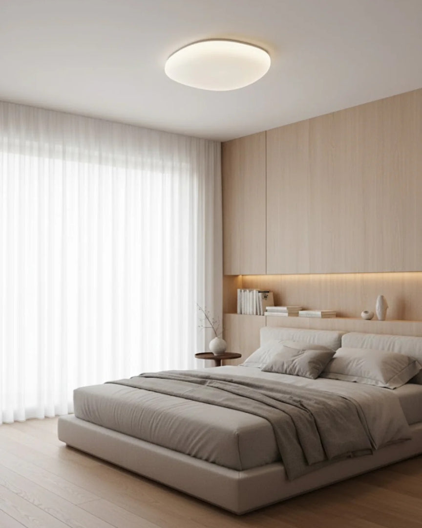 Japandi okrągła lampa sufitowa LED – widok produktu 7 | Nuvira Home