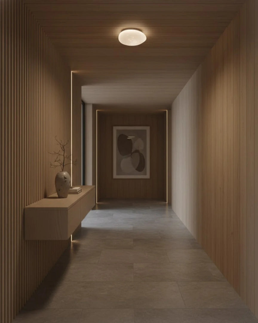Japandi okrągła lampa sufitowa LED – widok produktu 9 | Nuvira Home
