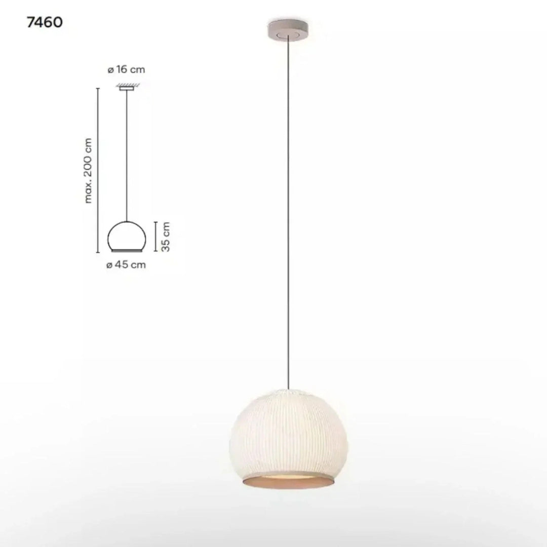 Japandi okrągła lampa wisząca z tkaniny – widok produktu 20 | Nuvira Home