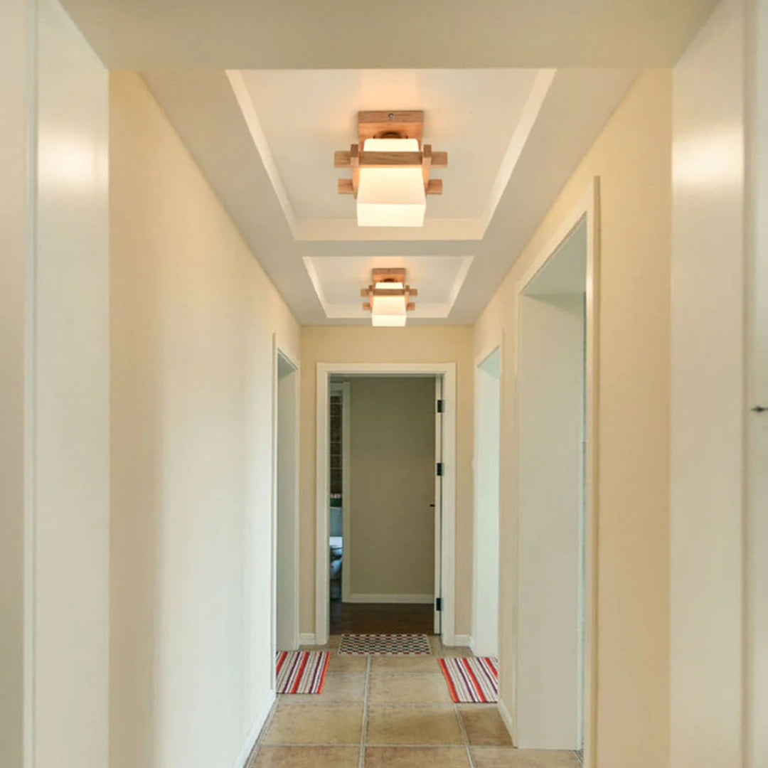 Japońska drewniana lampa sufitowa w minimalistycznym stylu – widok produktu 11 | Nuvira Home