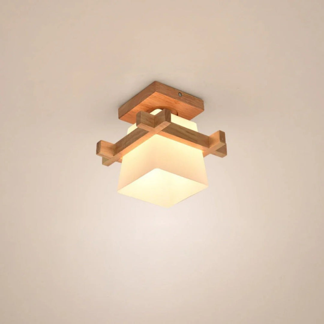 Japońska drewniana lampa sufitowa w minimalistycznym stylu – widok produktu 16 | Nuvira Home