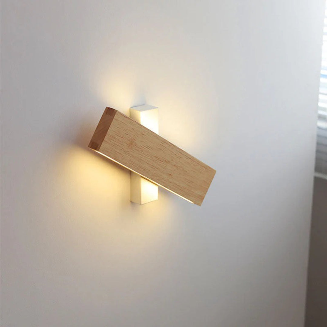 Japońska prostokątna drewniana lampa ścienna – widok produktu 7 | Nuvira Home