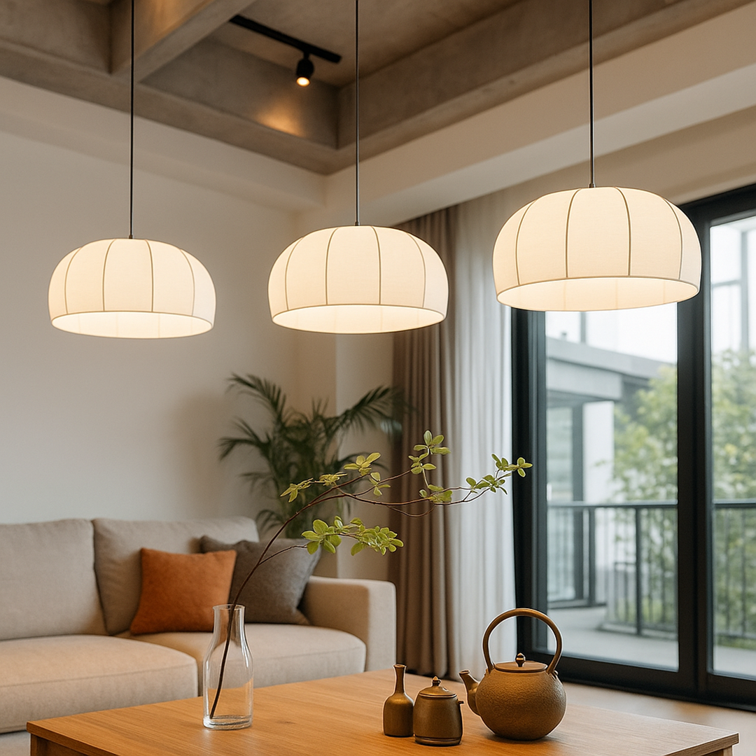Jedwabna Lampa Wisząca – Salon – widok produktu 3 | Nuvira Home
