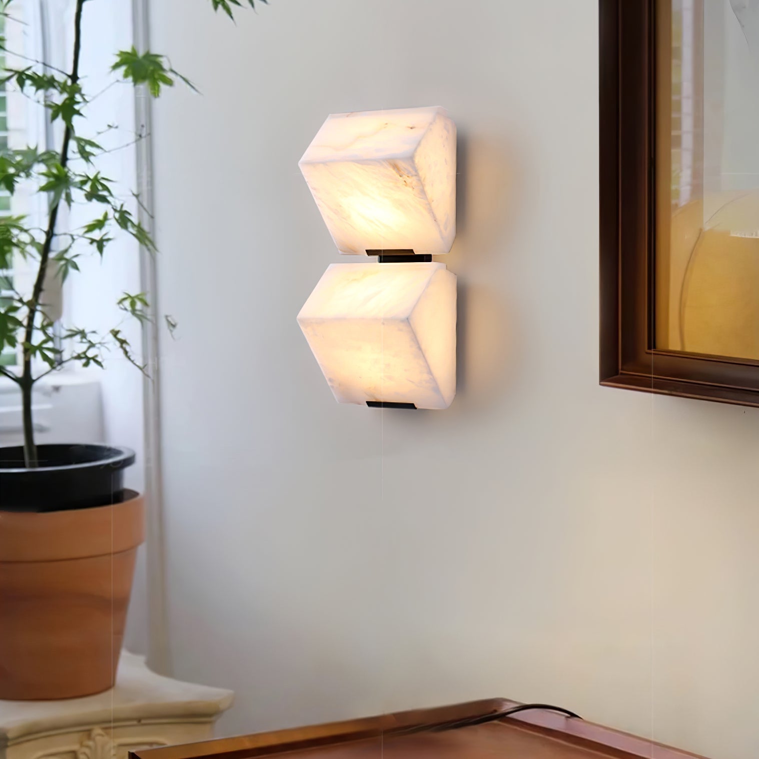 Kinkiet Art Deco z Kostkami Alabastrowymi i Wbudowanym LED – widok produktu 36 | Nuvira Home