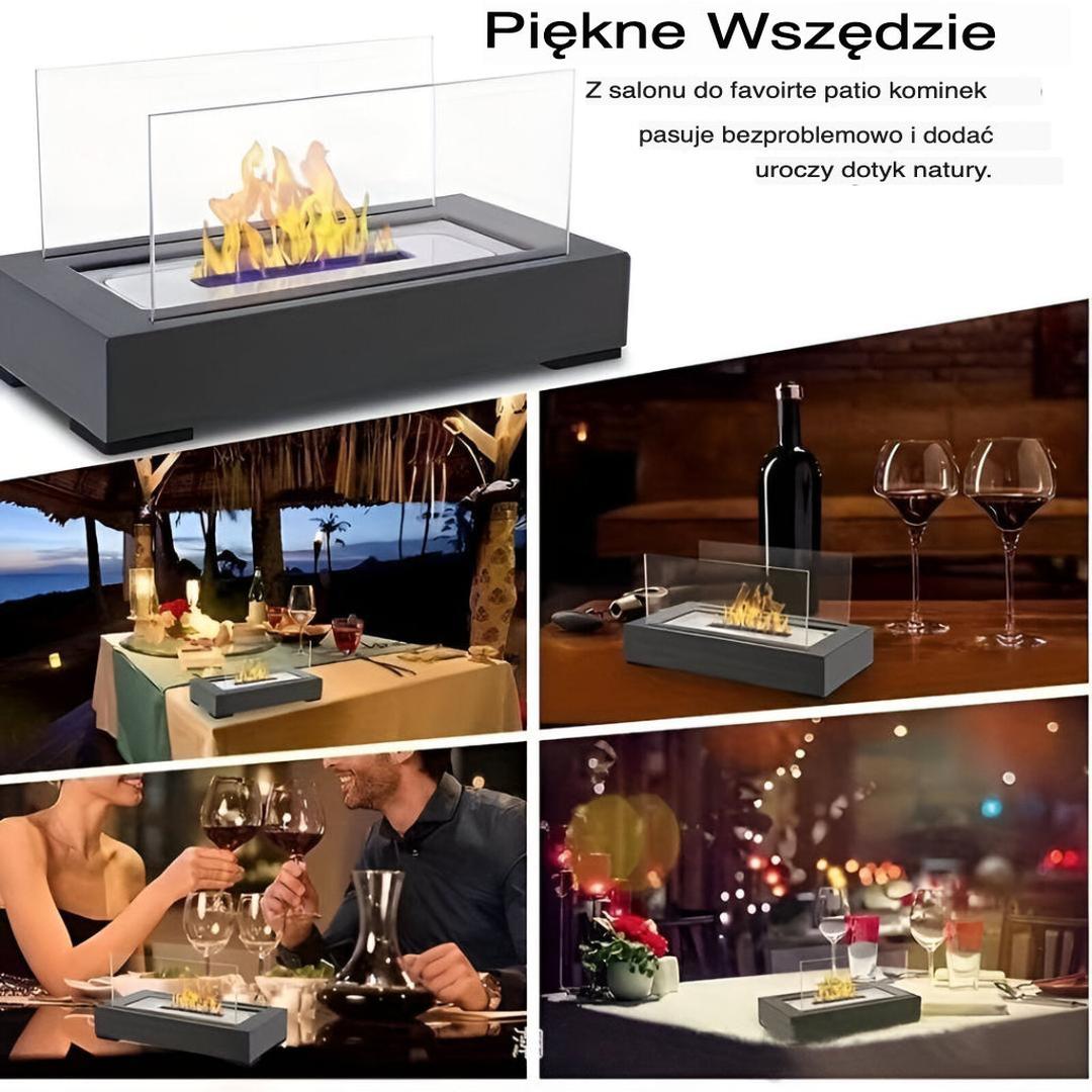 Kominek Stołowy na Bioetanol – Czarna Stalowa Podstawa – widok produktu 7 | Nuvira Home