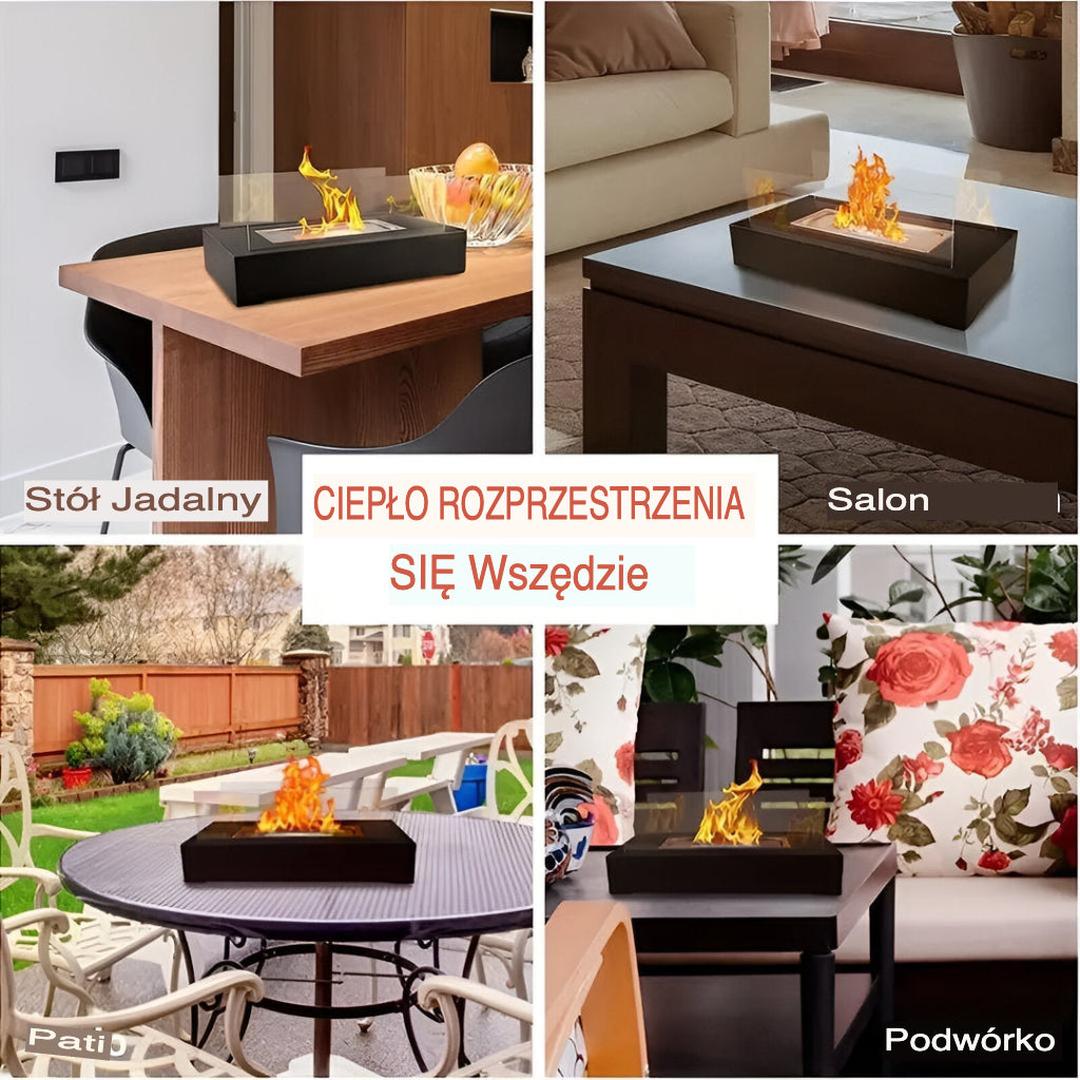 Kominek Stołowy na Bioetanol – Czarna Stalowa Podstawa – widok produktu 8 | Nuvira Home