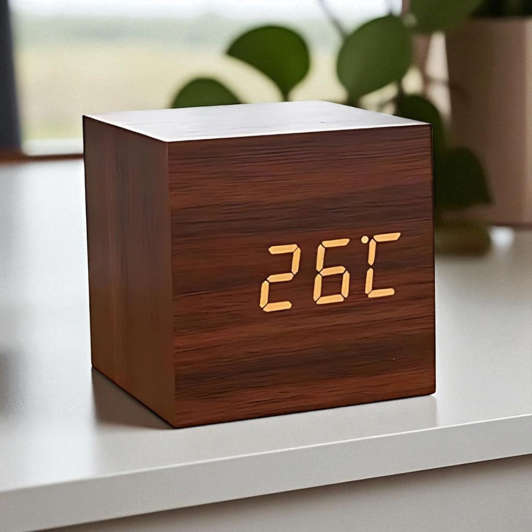 Kostkowy Budzik LED – Nowoczesny – widok produktu 1 | Nuvira Home