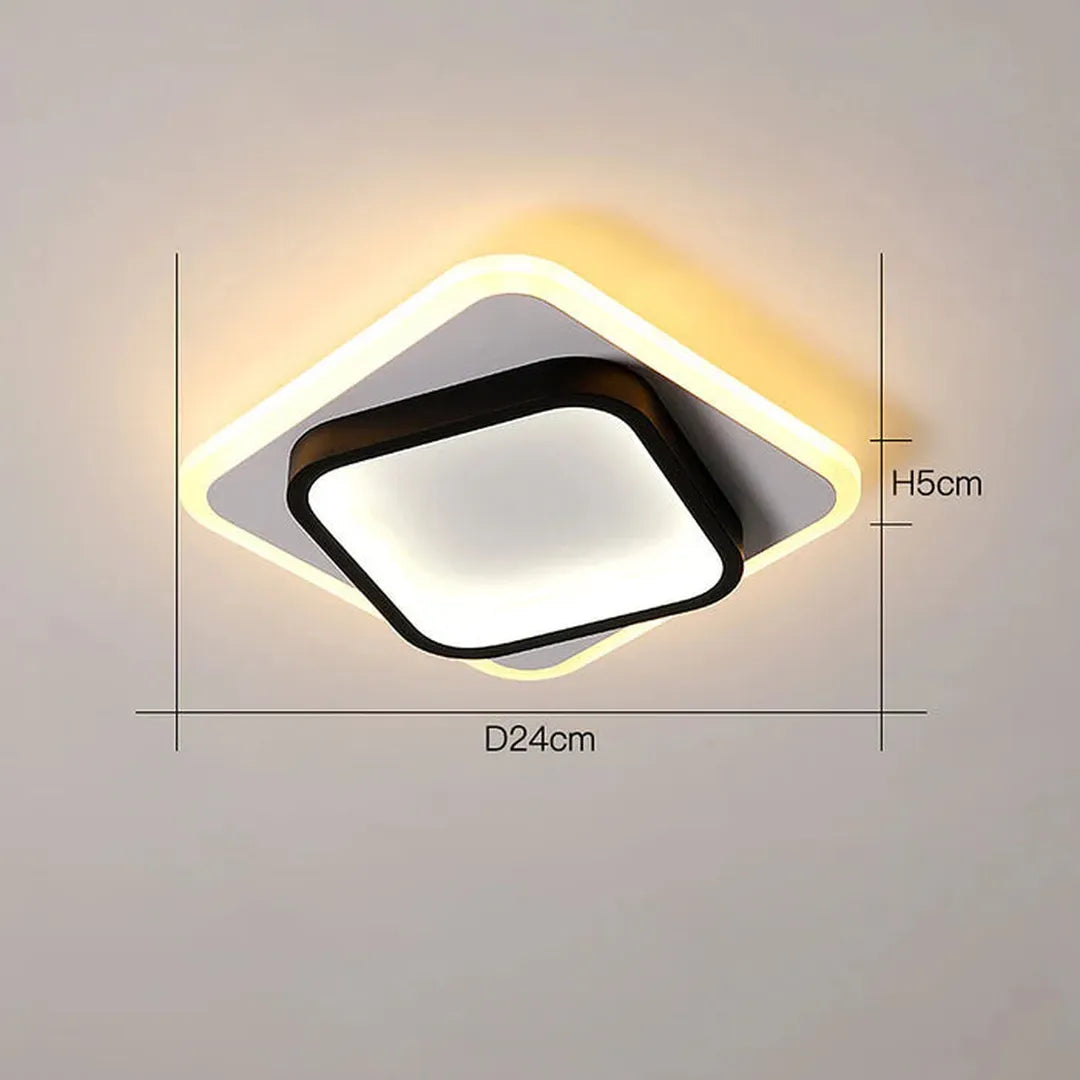 Kwadratowa lampa sufitowa z złotym oświetleniem LED – widok produktu 11 | Nuvira Home
