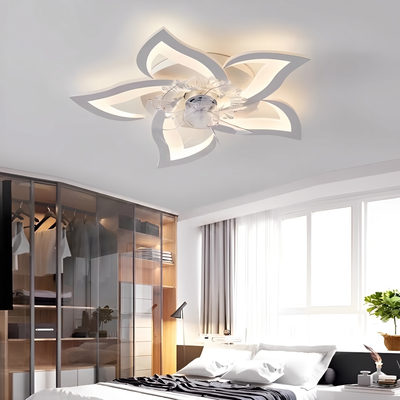 Kwiatowy wentylator sufitowy z lampą LED